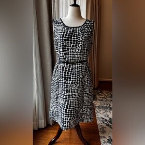 Navy and White Patterned Dress